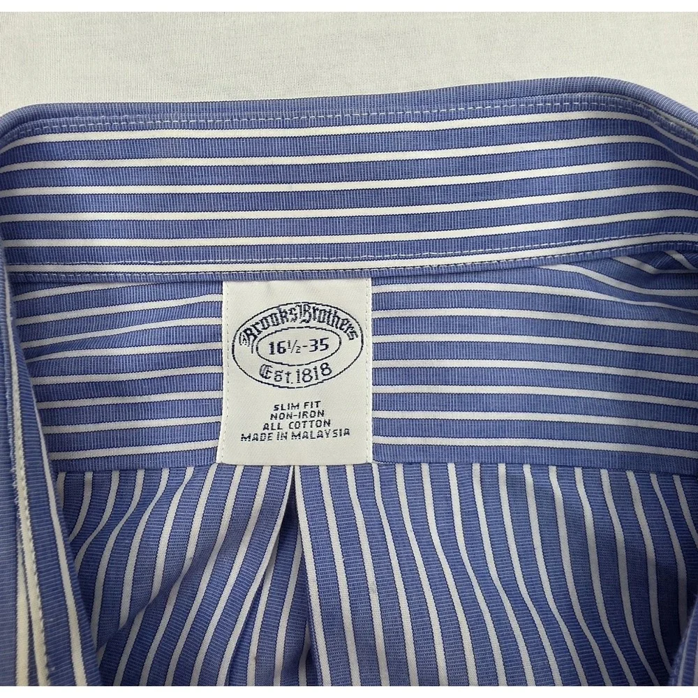 Brooks Brothers Blue Striped Men's Button Down Longsleeve Shirt Size 16 1/2 - 35